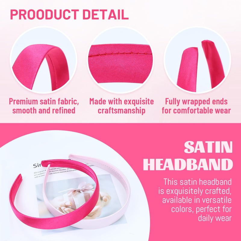 Cinaci 20 Pieces Candy Color Width 2cm/0.8" Plastic Headbands Satin Wrapped Blank Plain DIY Craft Project Headbands for Women Girls Teens Kids Hair Accessories - Image 3